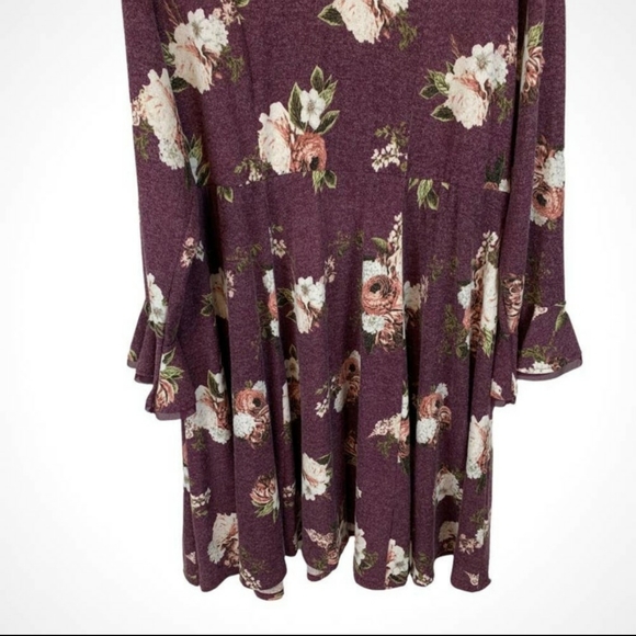 Torrid Purple Wine Floral Hacci Skater Dress Plus Size 3/3X Knee length - Picture 4 of 9